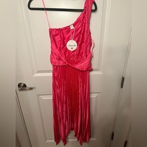 Hot pink one shoulder dress